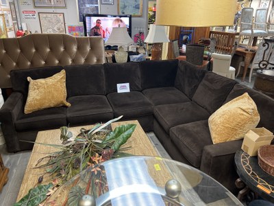 Brown fabric sectional with sleeper